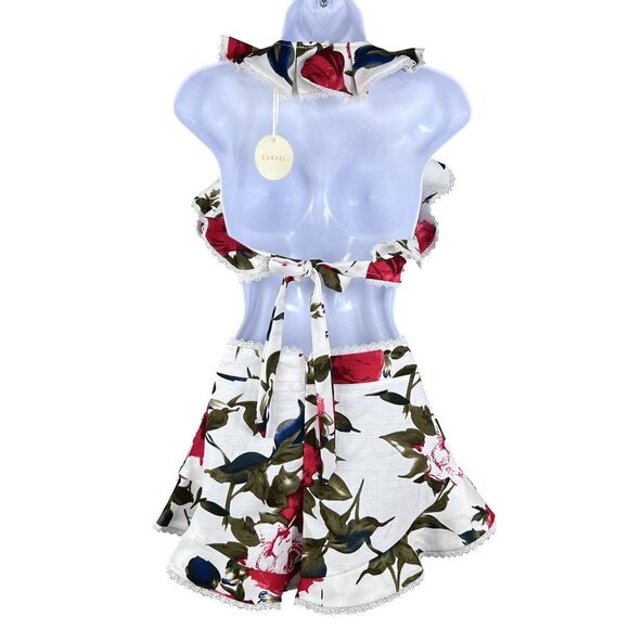 Luxxel NWT S Floral Ruffled 2 Piece Crop Top High Waist Short Set Marilyn Monroe - Picture 2 of 16